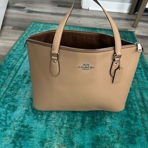 Coach Beige Leather Tote Bag